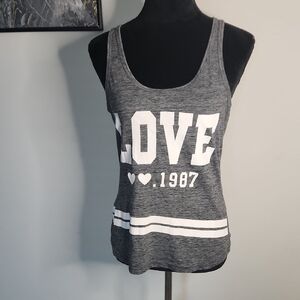 ON FIRE "LOVE 1987" Gray Racerback Tank Top – Size L